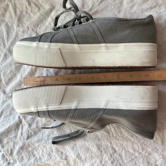 Unisex Superga Sage Gray Platform Sneakers Size 41 - Picture 9 of 15